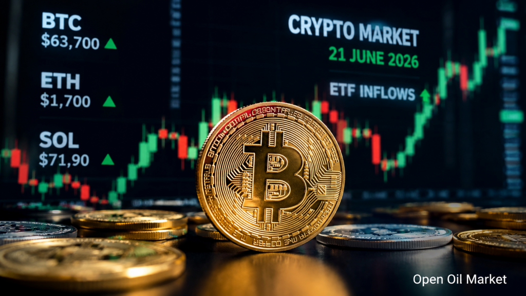 Cryptocurrency Nieuws, zondag 21 juni 2026: Bitcoin behoudt $63-64 duizend, ETF-stromen en regulering van stablecoins bepalen de markt