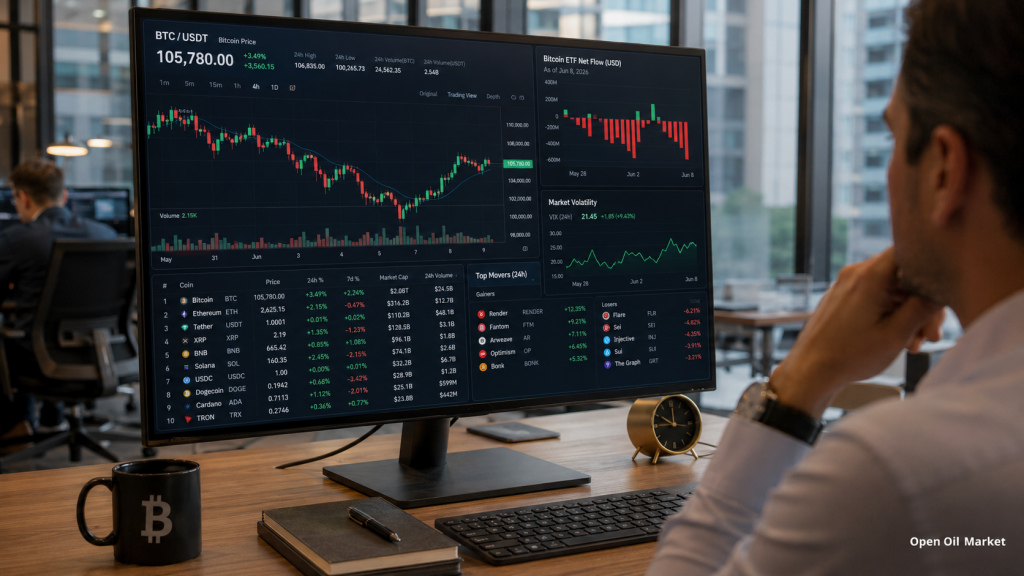 Nieuws over Cryptovaluta, dinsdag 9 juni 2026: Bitcoin houdt de markt vast na een dip, terwijl investeerders ETF-uitstroom, stablecoins en de top 10 digitale activa evalueren.