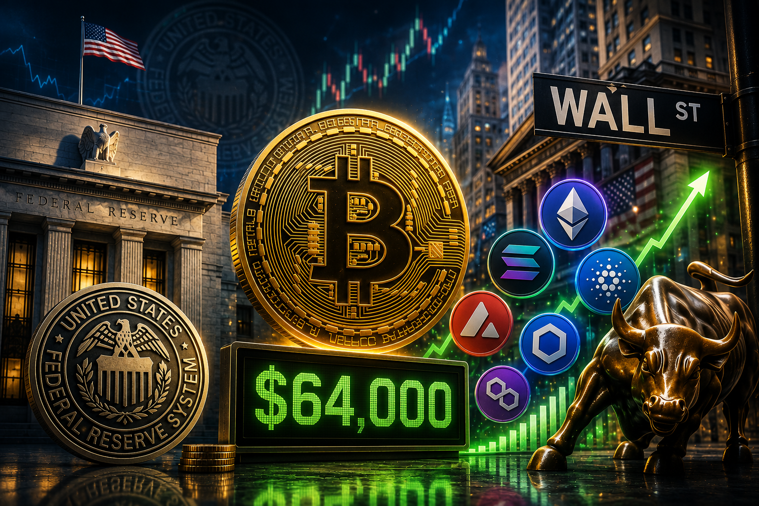 Nieuws Cryptocurrency, donderdag 30 juli 2026: de markt wacht op het oordeel van de Fed, Bitcoin behoudt $64.000, en Wall Street stapt in altcoins.