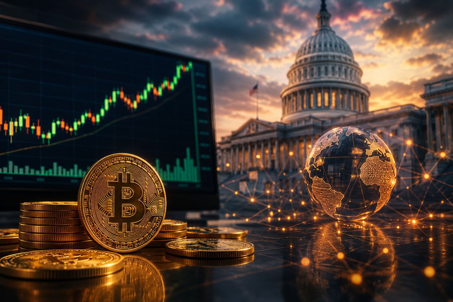 Cryptovaluta nieuws: donderdag 6 augustus 2026 — bitcoin vestigt zich boven $64.000, Amerikaanse Senaat brengt CLARITY Act ter stemming.
