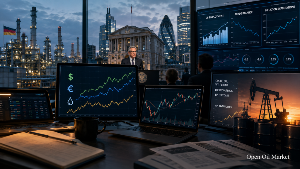 Economische kalender en bedrijfsrapporten op 7 juli 2026: Duitsland, Bank of England, VS en olie