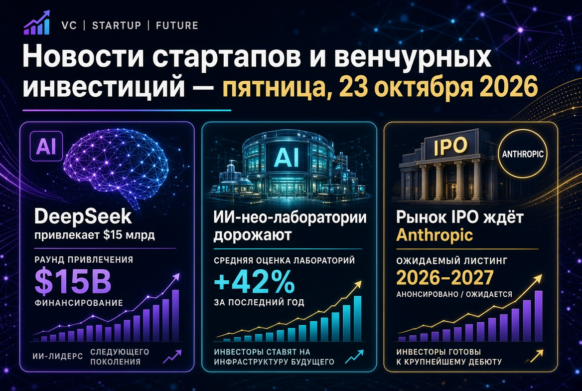 Nieuws over startups en durfkapitaal - vrijdag 23 oktober 2026: DeepSeek trekt $15 miljard aan, AI-neo-laboratoria stijgen in waarde, terwijl de IPO-markt wacht op Anthropic