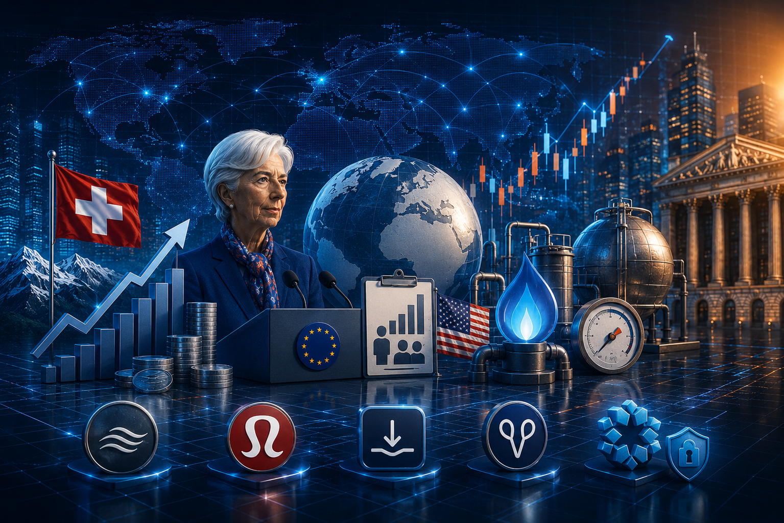 Economische gebeurtenissen en bedrijfsresultaten op 4 juni 2026: CPI Zwitserland, toespraak Lagarde, steunaanvragen VS, EIA-gasvoorraden en resultaten van Ciena, Lululemon, DocuSign, Samsara en Rubrik
