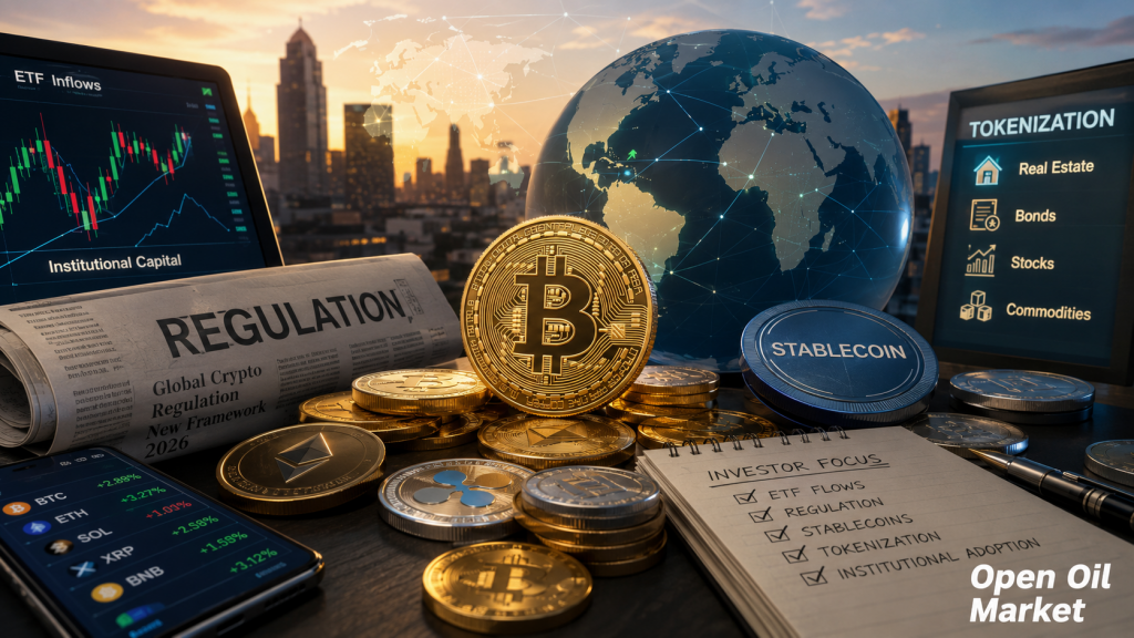 Wereldwijde cryptocurrency-markt 13 juli 2026: Bitcoin, Ethereum, ETF, regelgeving, stablecoins en tokenisatie