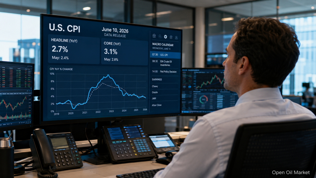 Economische gebeurtenissen en bedrijfsrapporten 10 juni 2026: CPI VS, rente Bank of Canada en rapport Oracle.