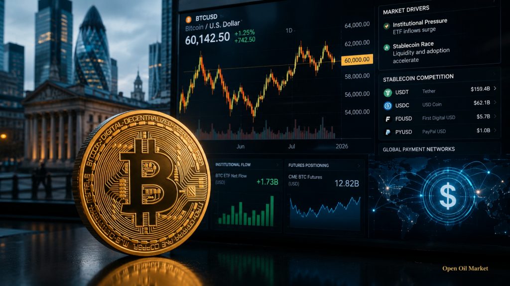 Cryptovalutamarkt 1 juli 2026: Bitcoin, ETF's, Ethereum en stablecoins