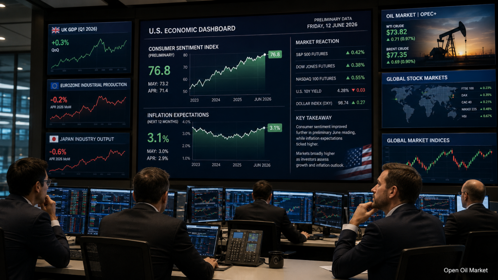 Kalender voor investeerders: consumentenvertrouwen index VS, inflatieverwachtingen, OPEC rapport en wereldwijde aandelenmarkten 12 juni 2026